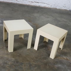 Mid Century Pair of Plastic Parsons Side Tables White Style Kartell or Syroco