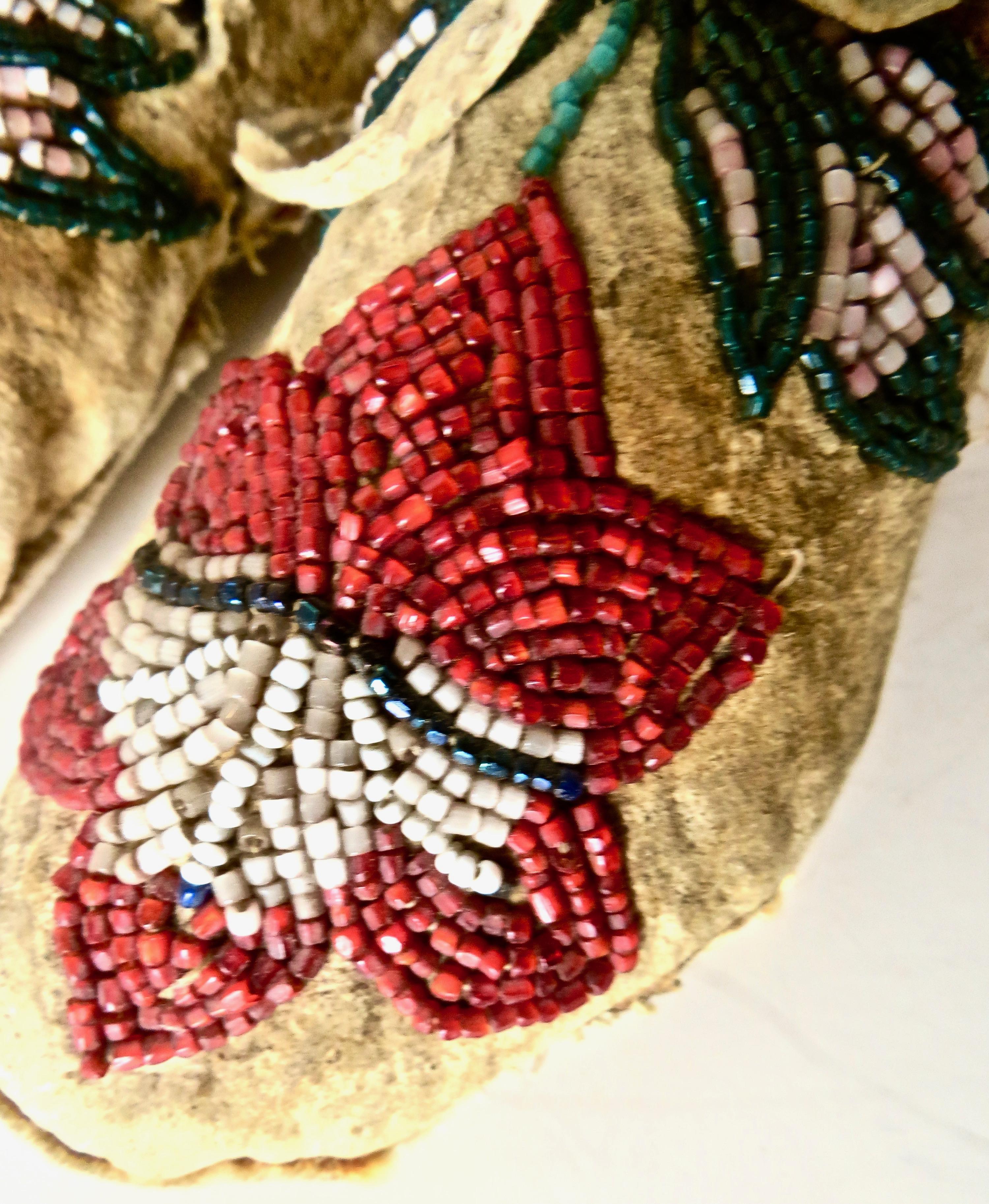 Native American Pair of Plateau Beaded Child's High Top Moccasins, circa 1890