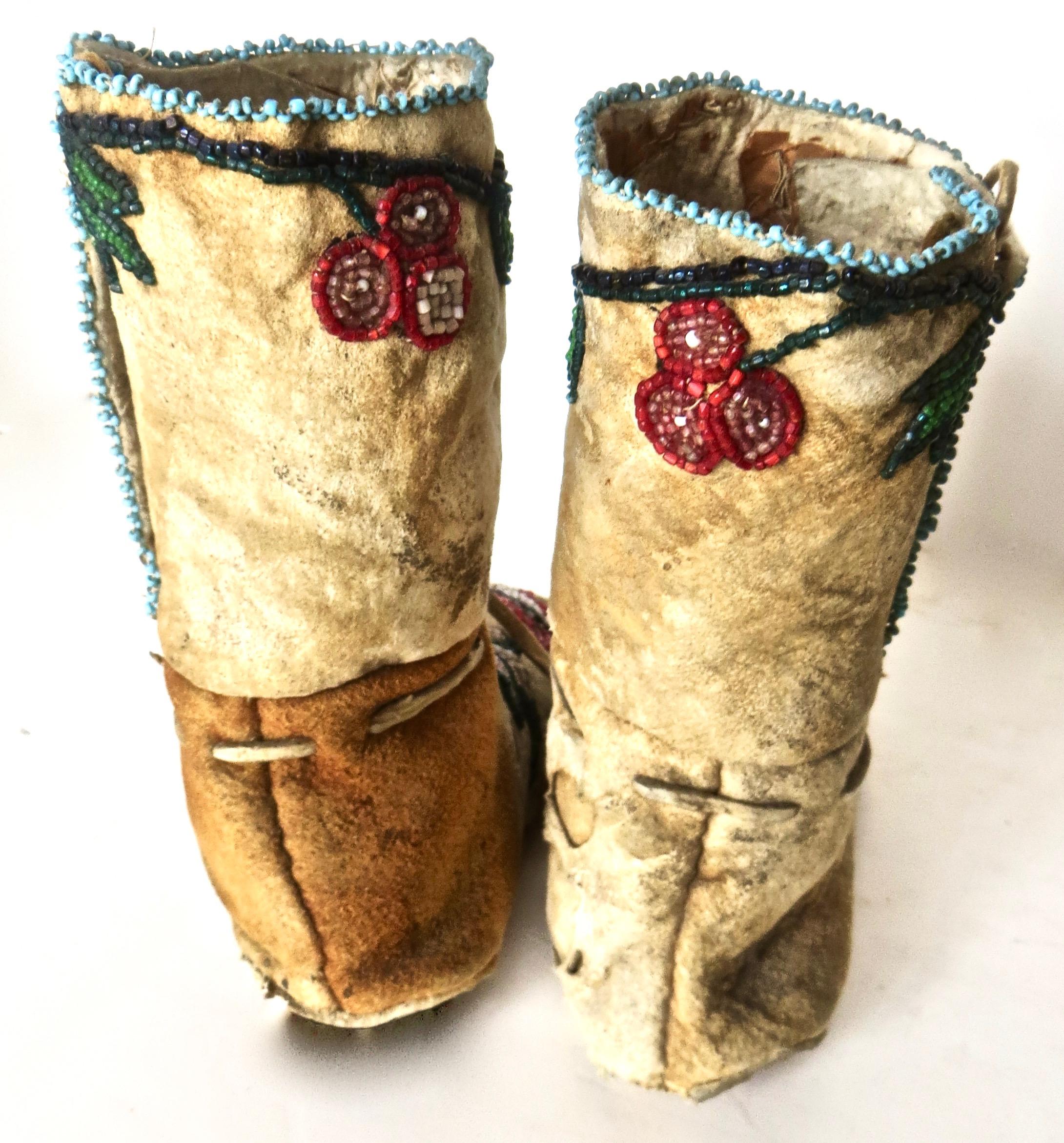 Pair of Plateau Beaded Child's High Top Moccasins, circa 1890 1