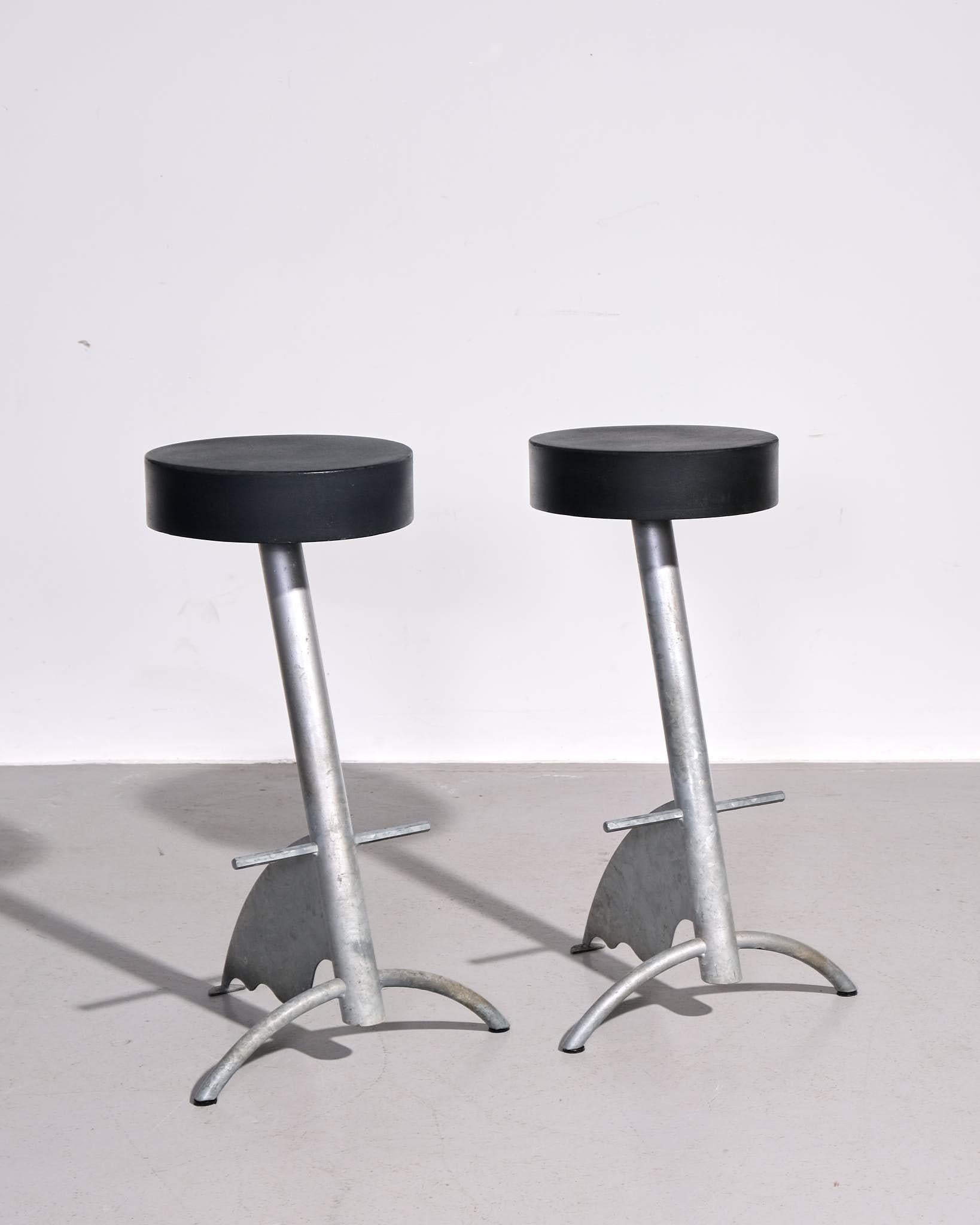 Italian Pair of Platform Bar Stools by Maurizio Peregalli for Zeus Noto For Sale