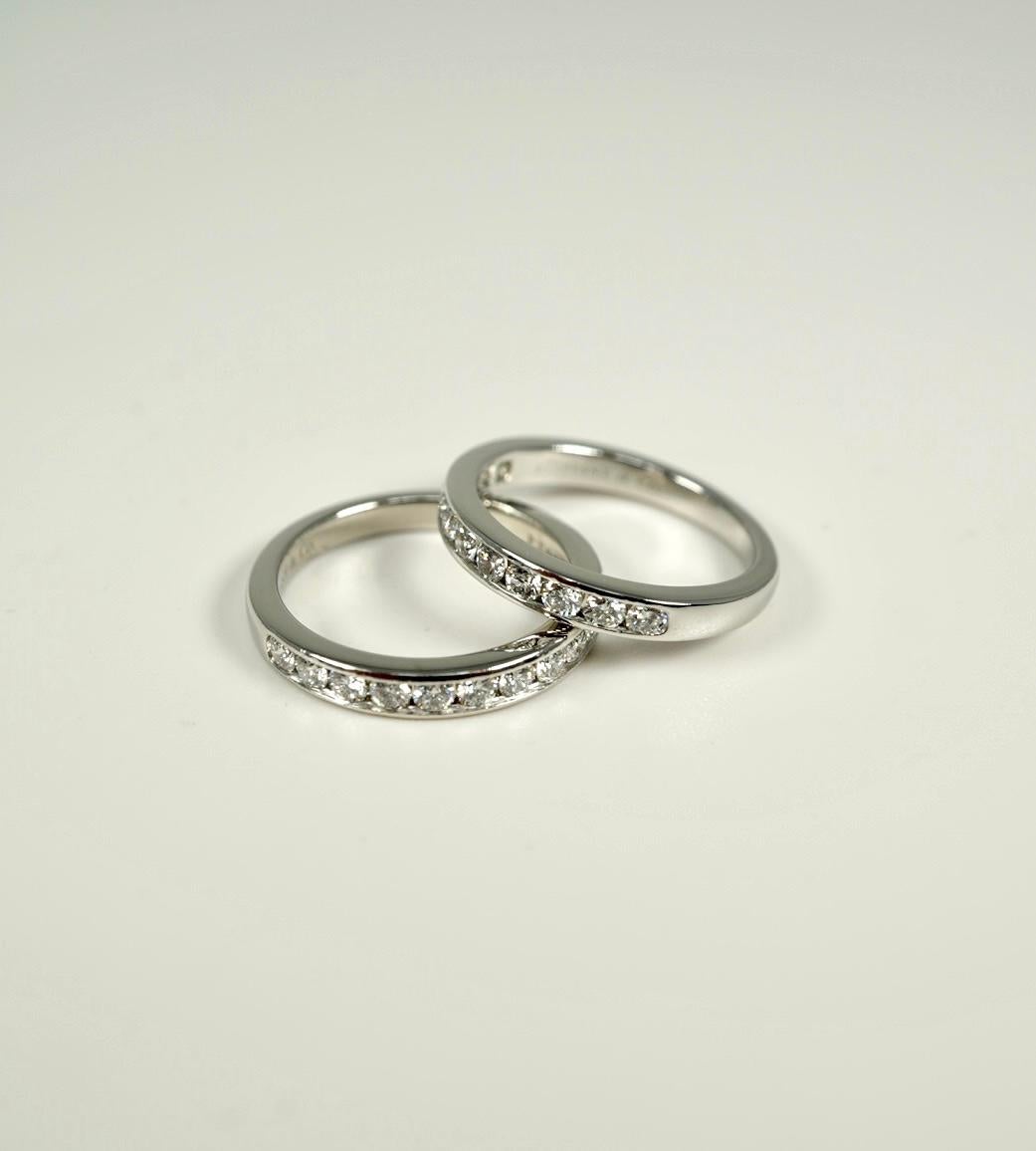 Pair of Platinum Diamond Rings by Tiffany & Co. In Good Condition In Dallas, TX