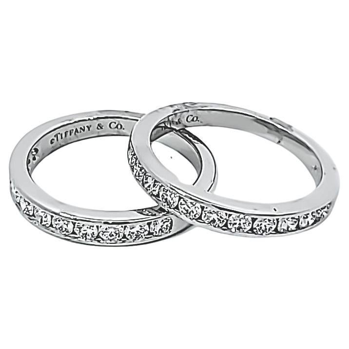 Pair of Platinum Diamond Rings by Tiffany & Co.