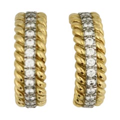 Pair of Platinum, Gold and Diamond Earrings Schlumberger for Tiffany & Co.