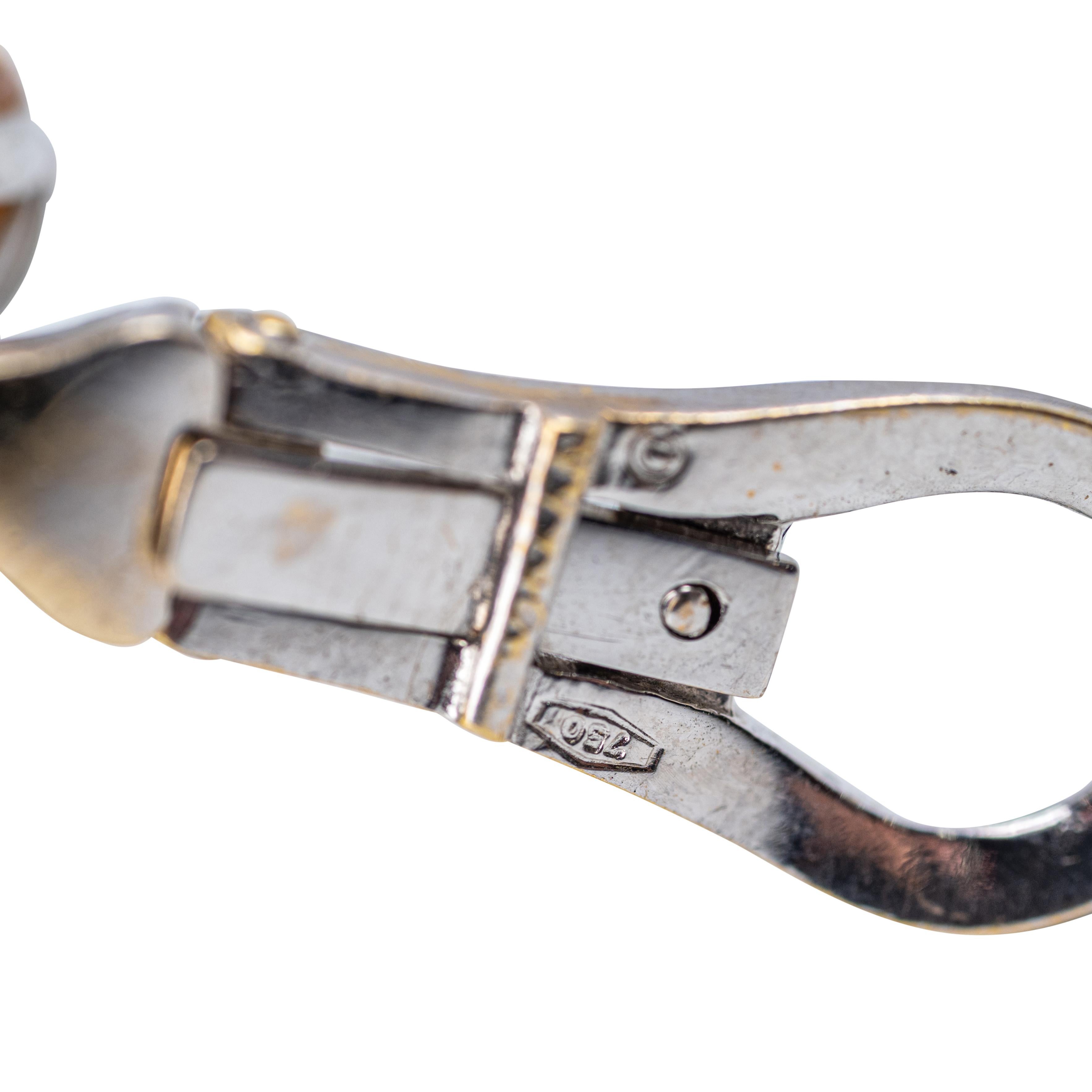 Par de Pendientes de Platino, Perlas del Mar del Sur y Diamantes Corte redondo en venta