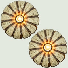 Pair of Playful Ceramic Wall Lights, Denmark, 1970