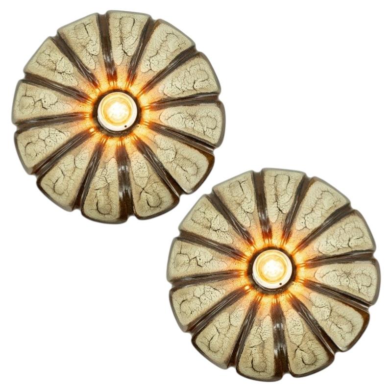 Pair of Playful Ceramic Wall Lights, Denmark, 1970