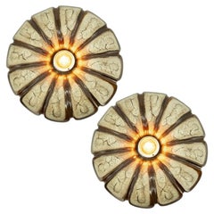 Pair of Playful Ceramic Wall Lights, Denmark, 1970