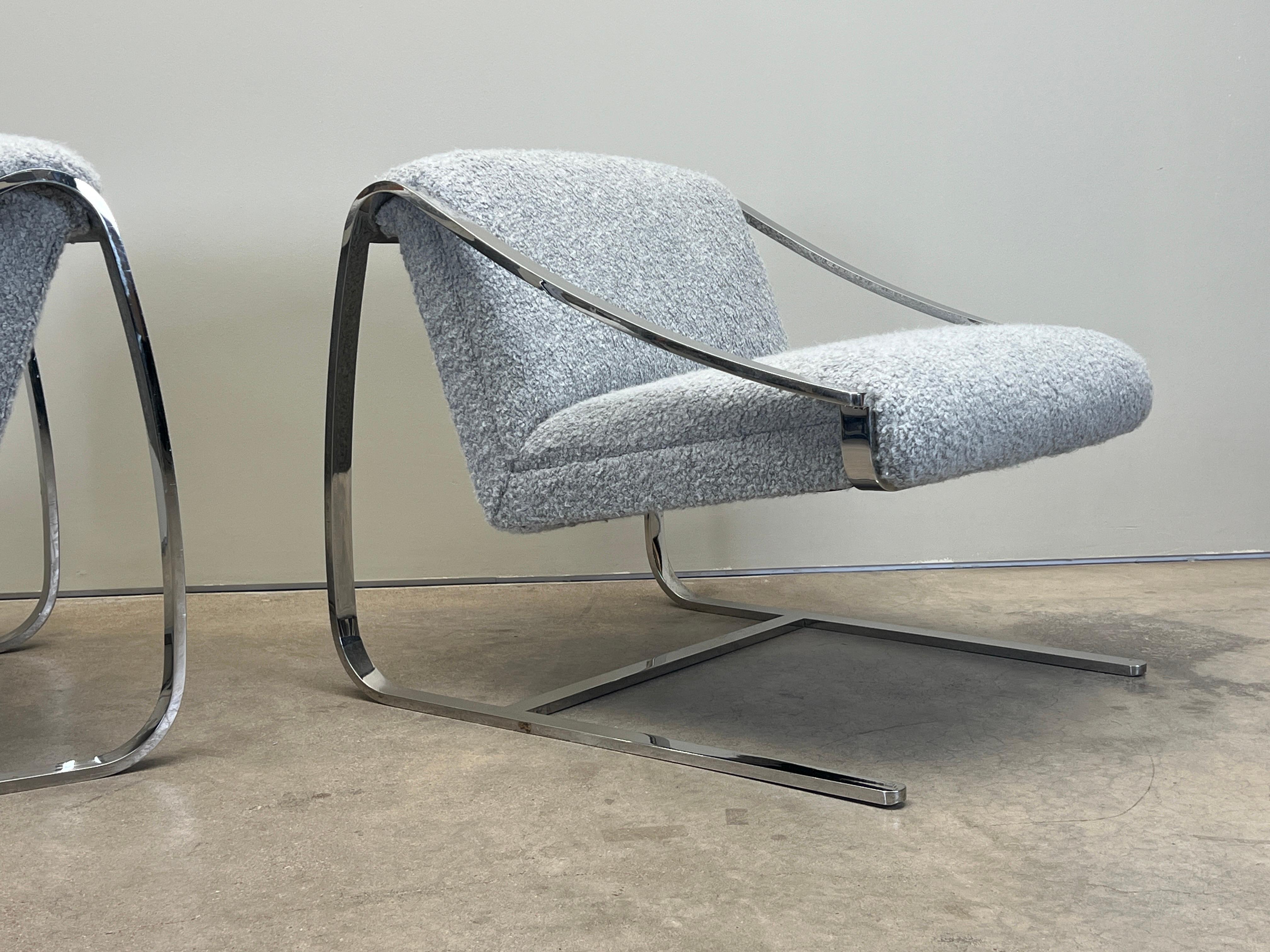A pair of polished stainless steel 