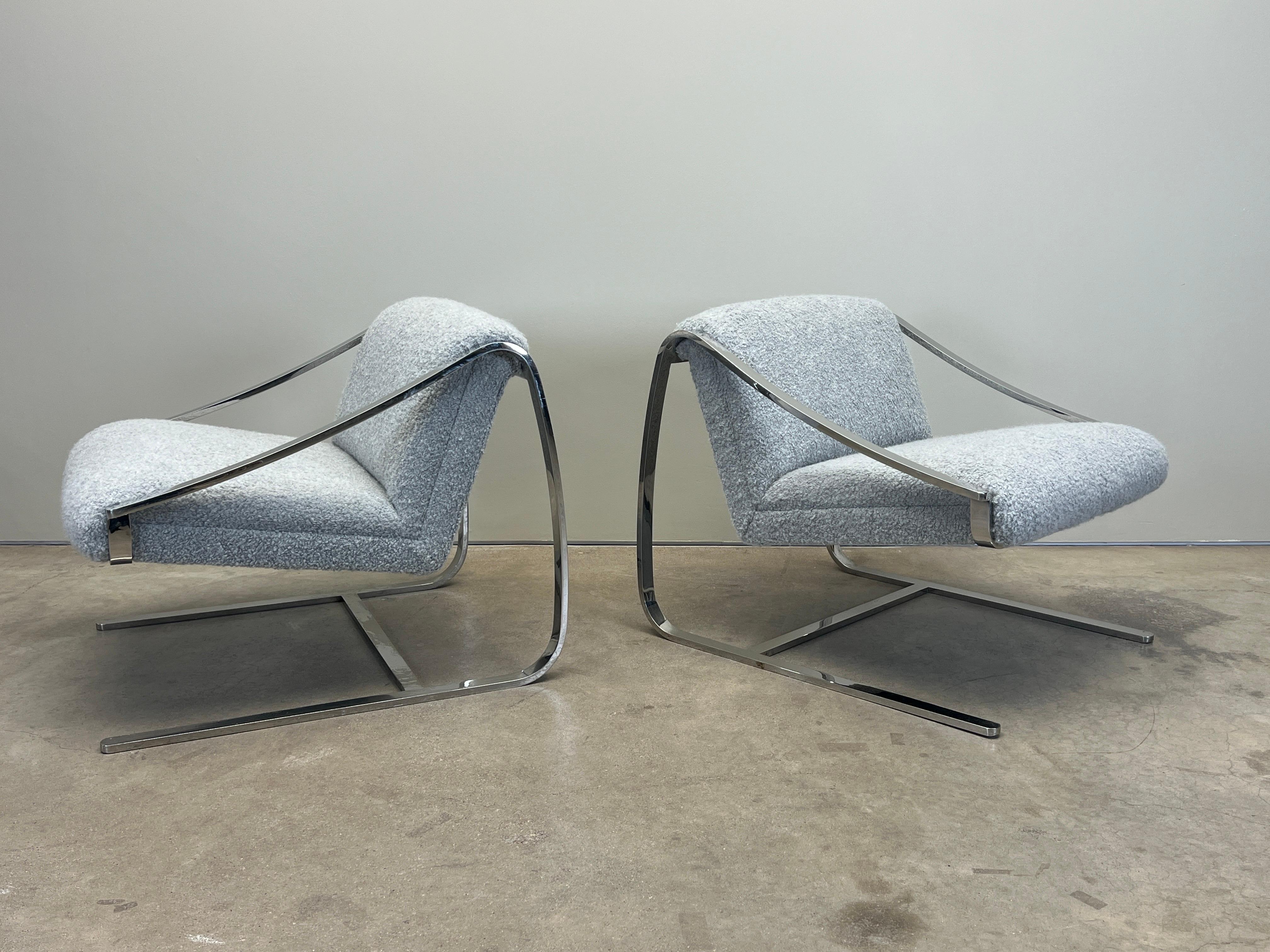 Pair of Plaza Chairs by Charles Gibilterra for Brueton In Good Condition In Dallas, TX