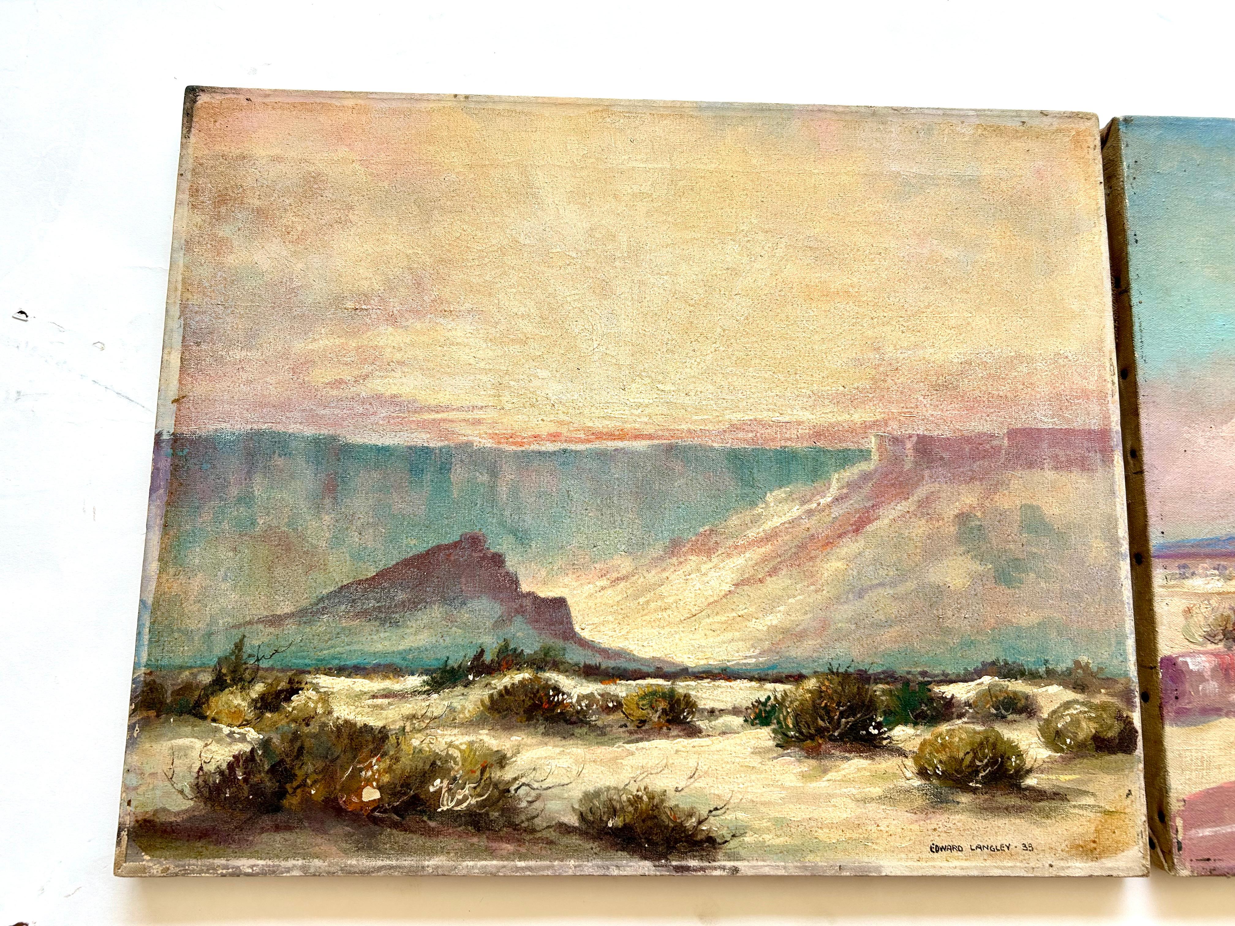Arts and Crafts Pair of Plein-Air California Landscape Paintings Edward Langley   For Sale