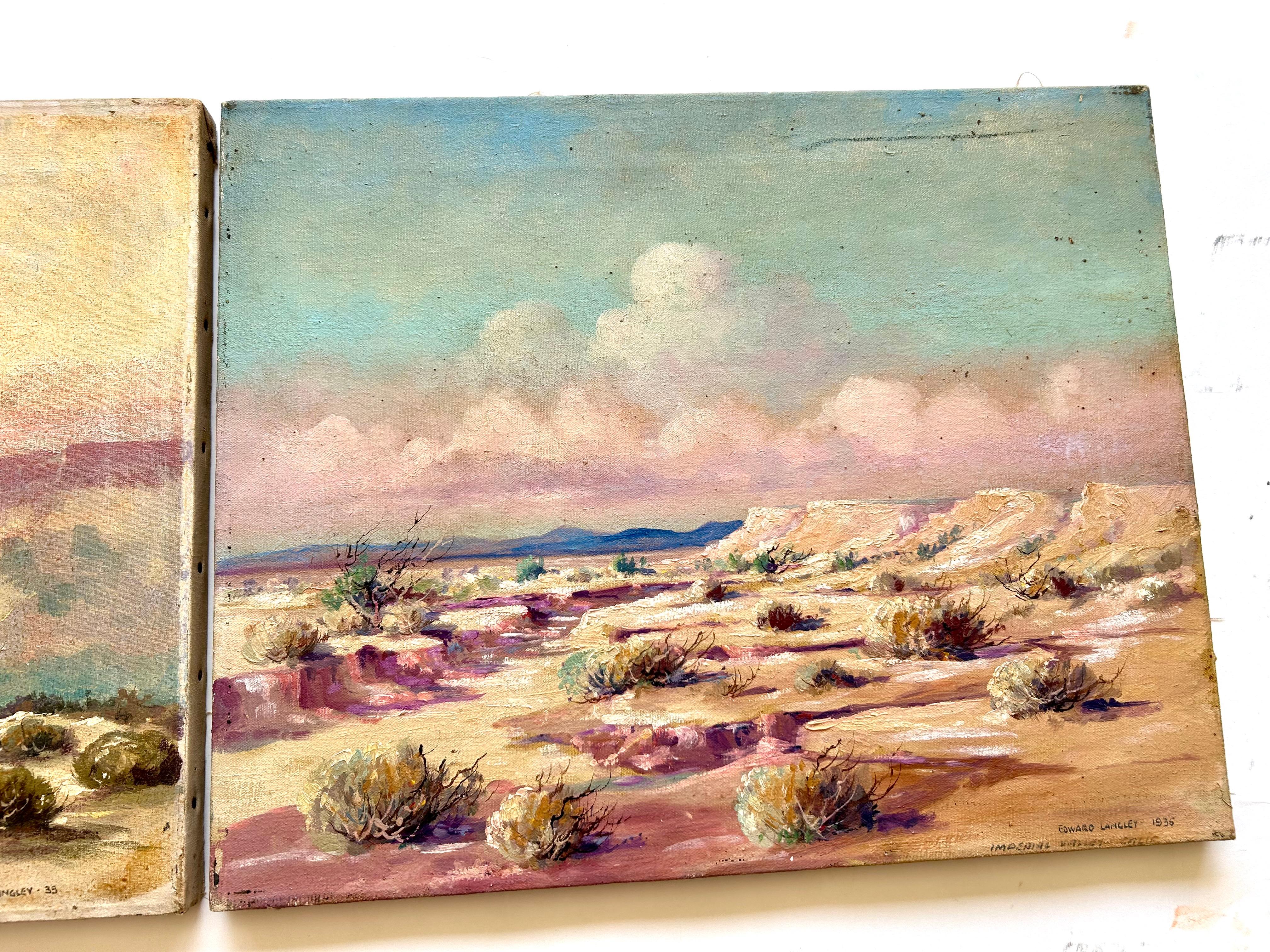 Painted Pair of Plein-Air California Landscape Paintings Edward Langley   For Sale