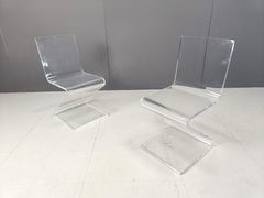 Paire de chaises de salle à manger en plexi Zigzag, 1980