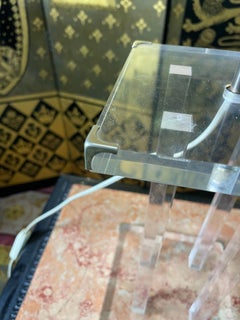 Paire de pieds de lampe en plexiglas, par David Lange