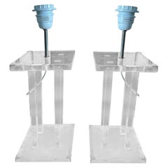 Paire de pieds de lampe en plexiglas, par David Lange