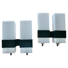 Pair of plexiglass and metal wall light