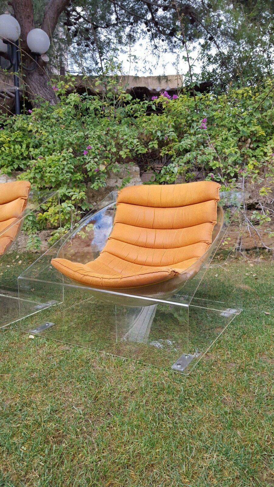 Pair of Plexiglass Armchairs 