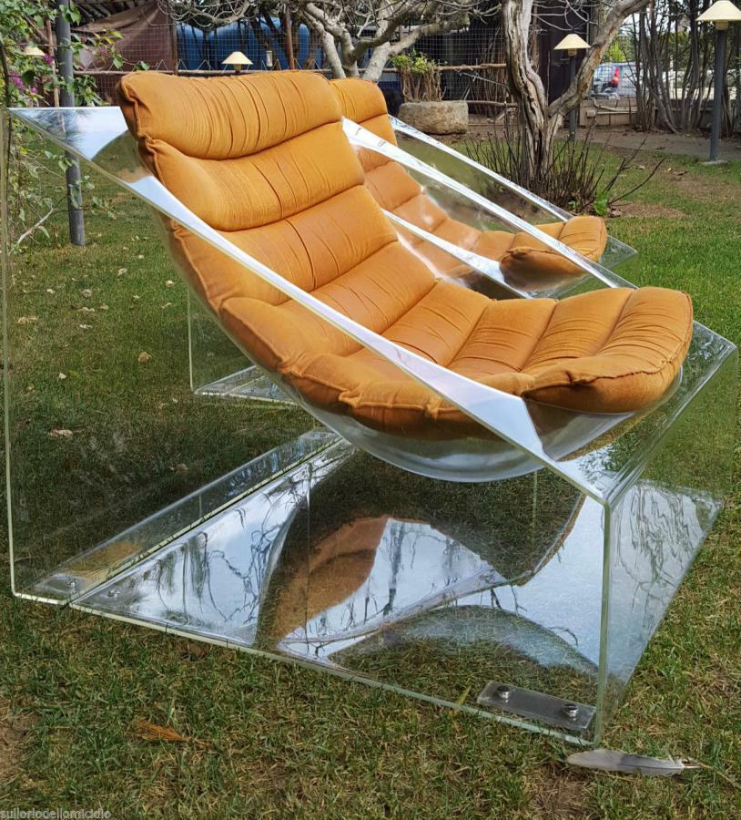 Pair of Plexiglass Armchairs 