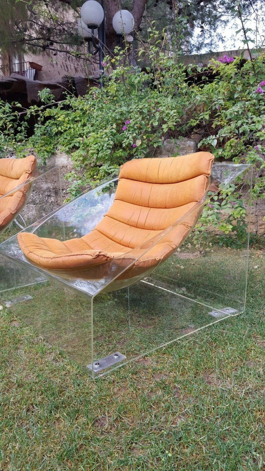 Pair of Plexiglass Armchairs 