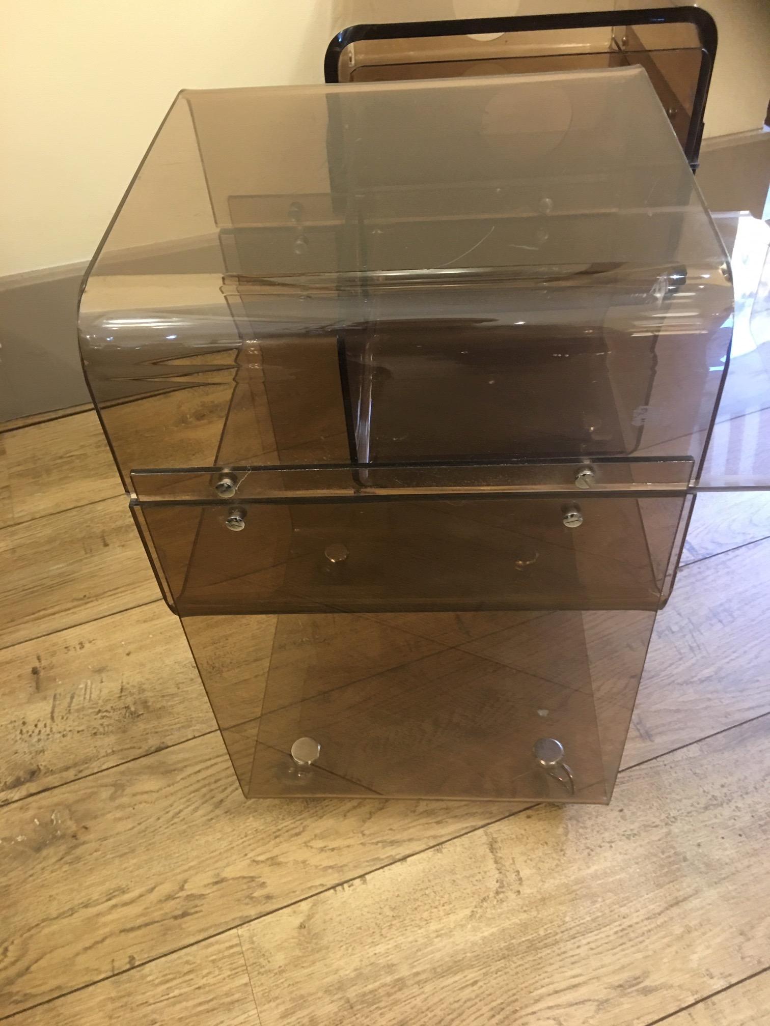 Other Pair of Plexiglass Bedside Tables, 1970