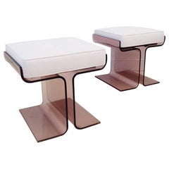 Pair of Plexiglass Stools, circa 1970, France