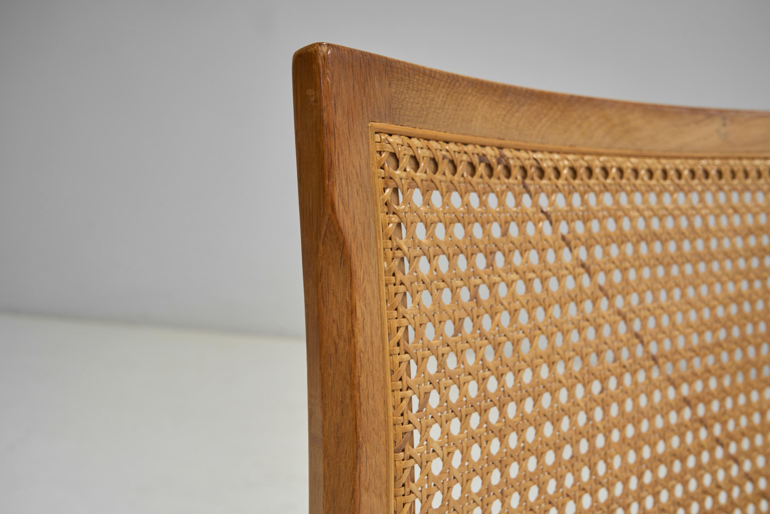 Pair of “Plexus” Oak and Cane Easy Chairs by Illum Wikkelsø, Denmark circa 1970s For Sale 3