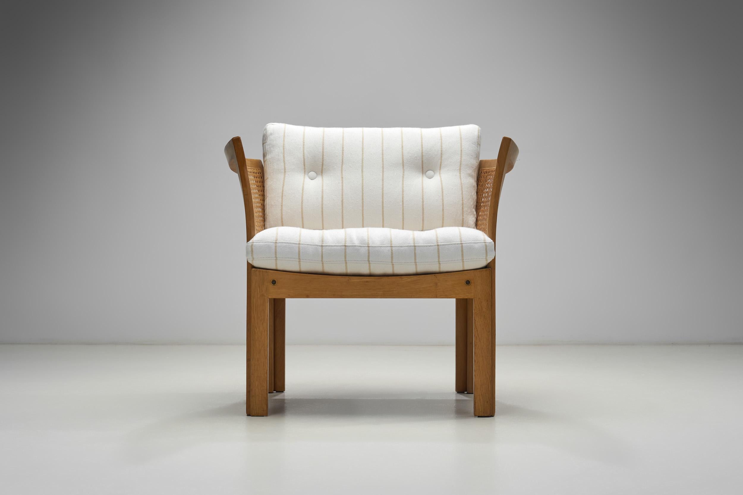 Pair of “Plexus” Oak and Cane Easy Chairs by Illum Wikkelsø, Denmark circa 1970s For Sale 5
