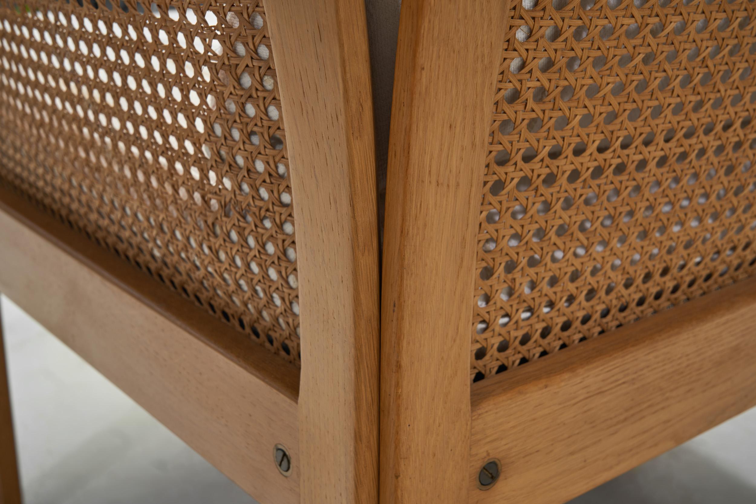 Pair of “Plexus” Oak and Cane Easy Chairs by Illum Wikkelsø, Denmark circa 1970s For Sale 7