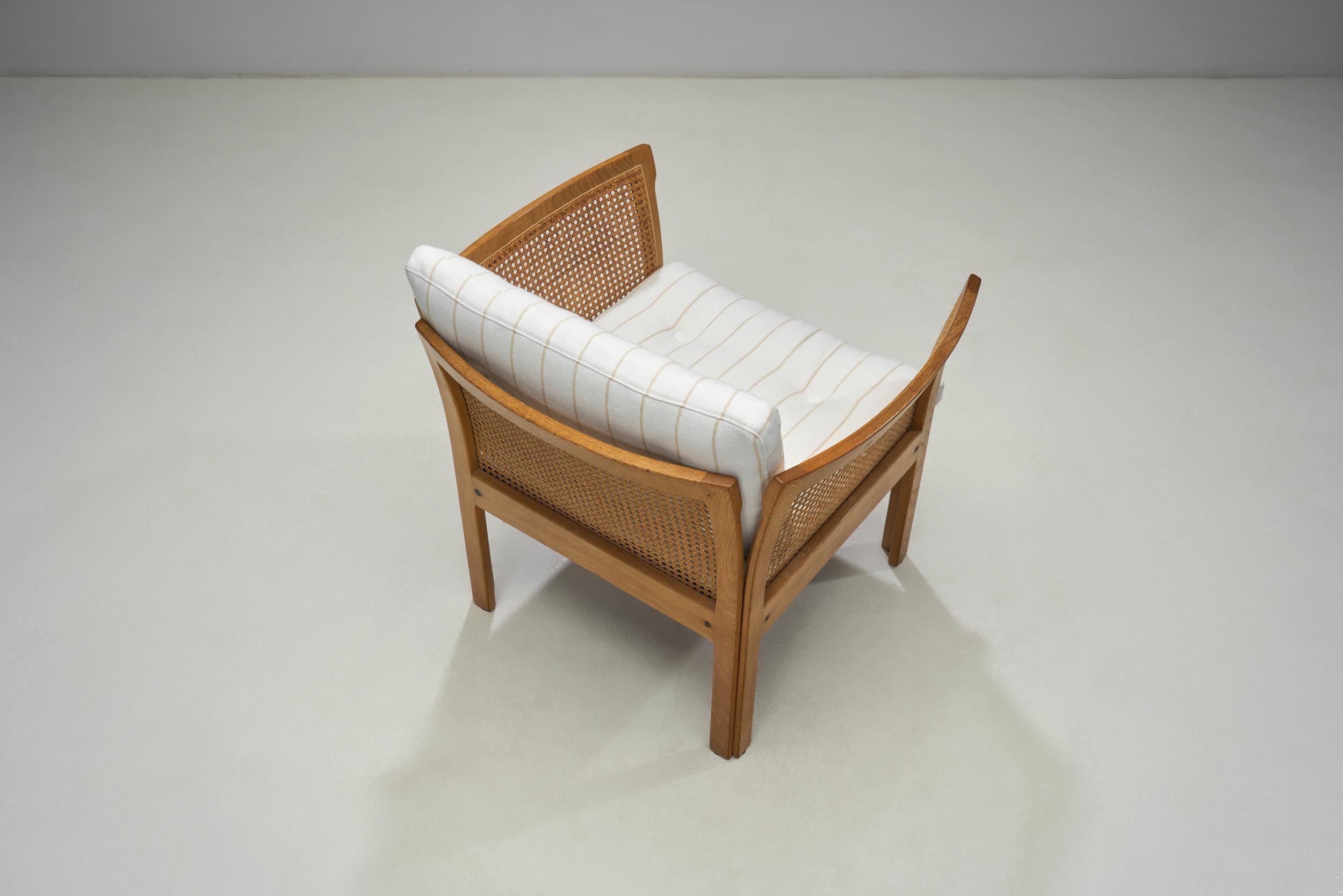 Late 20th Century Pair of “Plexus” Oak and Cane Easy Chairs by Illum Wikkelsø, Denmark circa 1970s For Sale