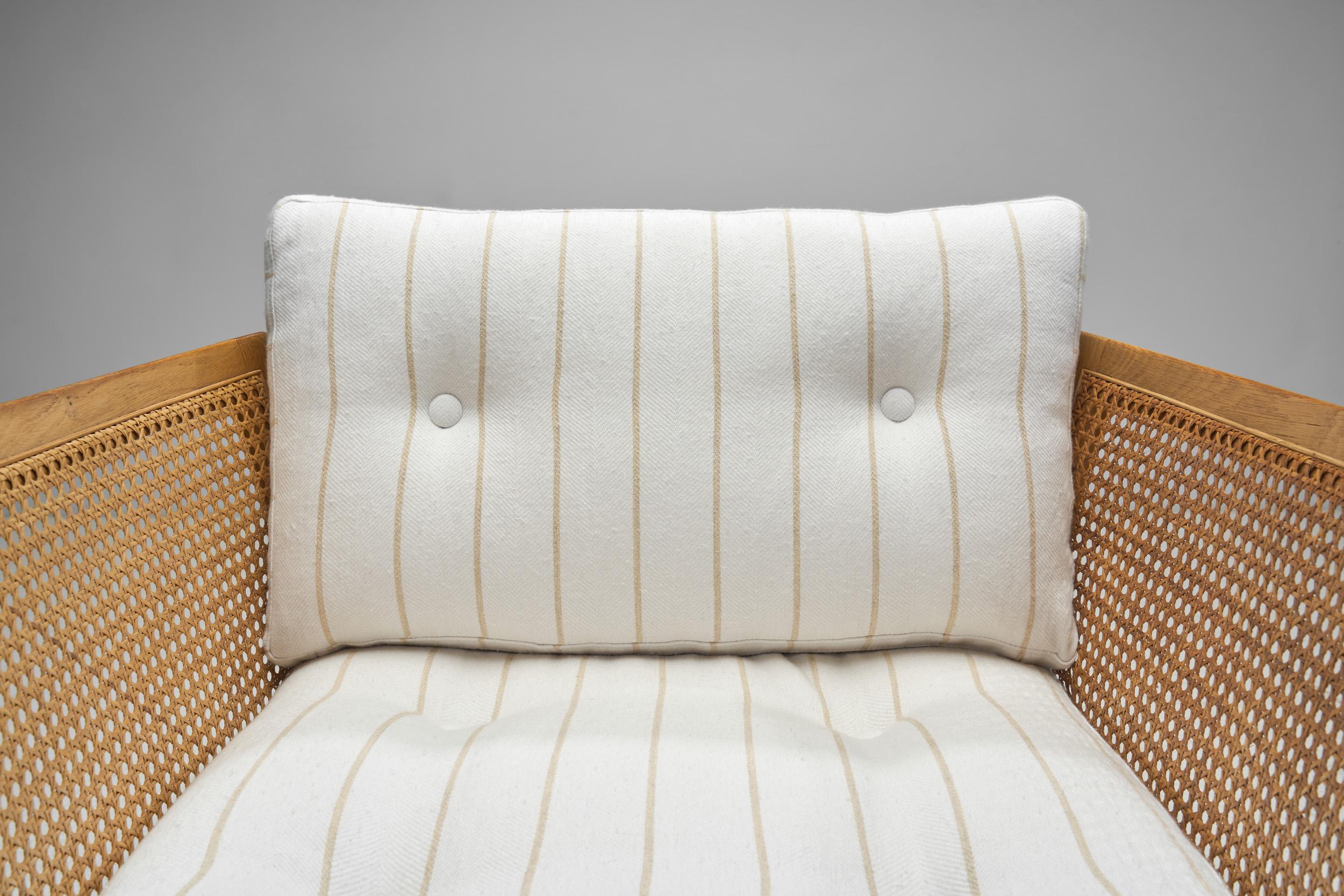 Pair of “Plexus” Oak and Cane Easy Chairs by Illum Wikkelsø, Denmark circa 1970s For Sale 1