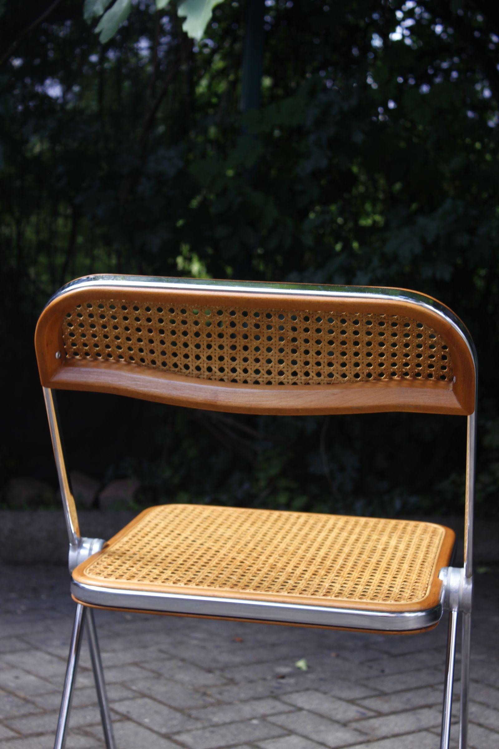 Pair of Plia cane chairs designed by Giancarlo Piretti for Castelli, 1970s For Sale 4