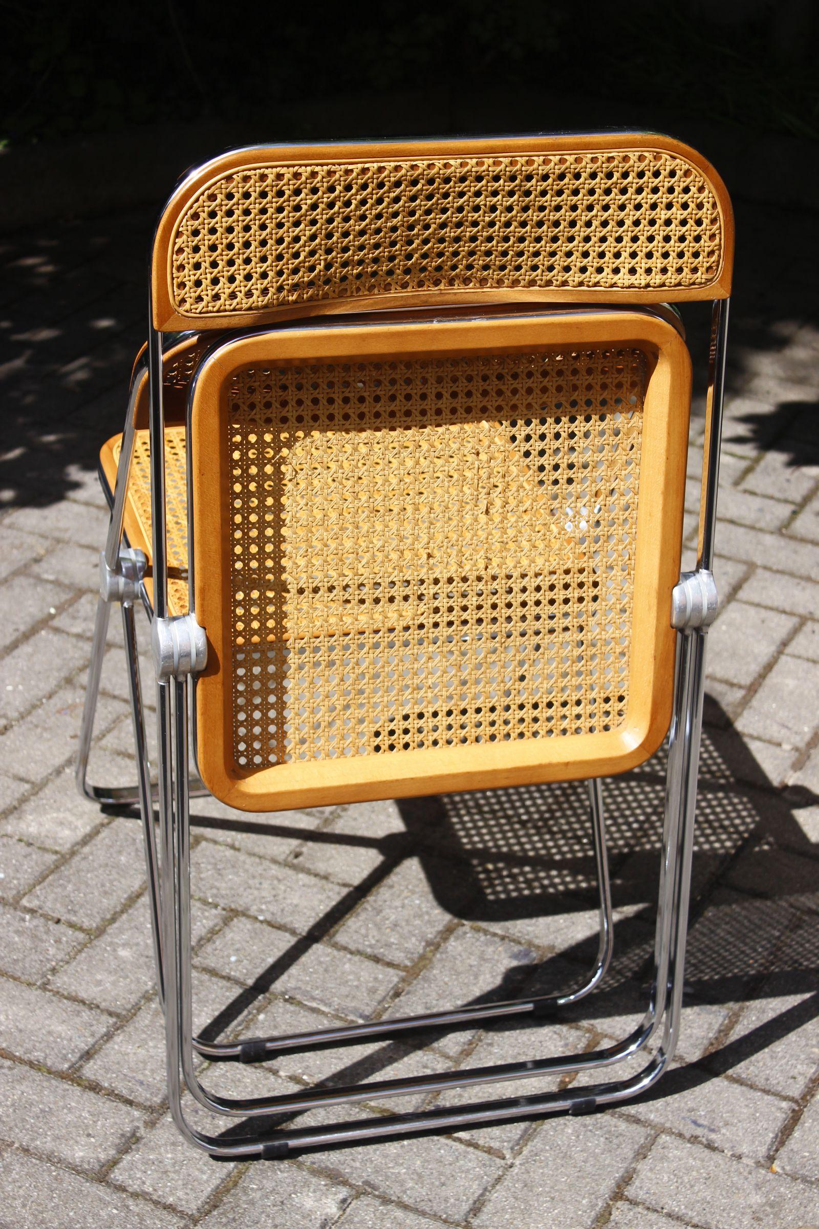 Pair of Plia cane chairs designed by Giancarlo Piretti for Castelli, 1970s For Sale 5