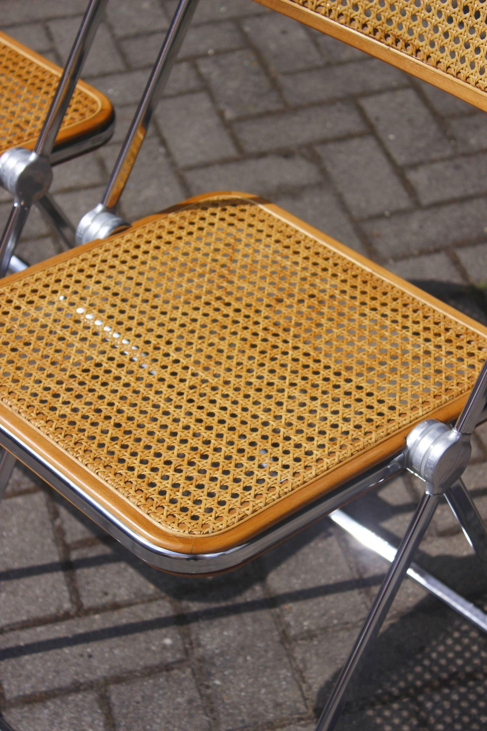 Cane Pair of Plia cane chairs designed by Giancarlo Piretti for Castelli, 1970s For Sale