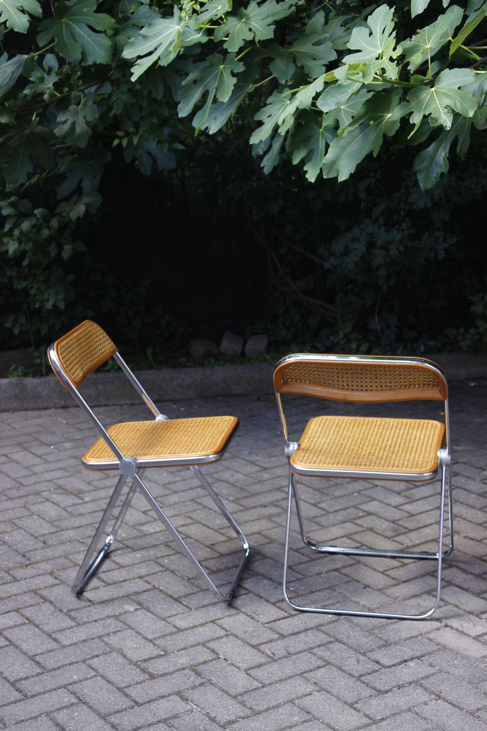 Pair of Plia cane chairs designed by Giancarlo Piretti for Castelli, 1970s For Sale 3