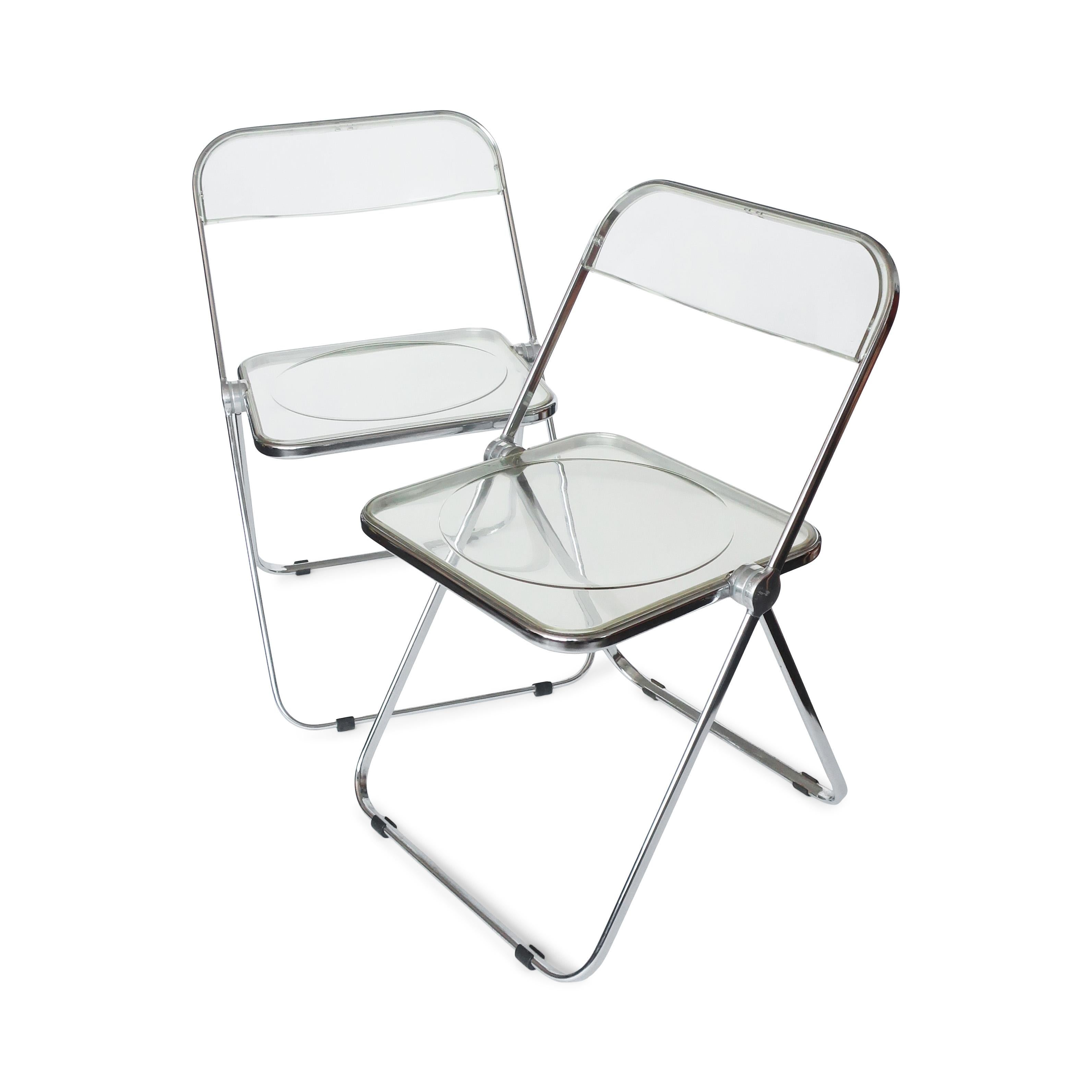 Pair of Plia Folding Chairs by Giancarlo Piretti for Castelli 3