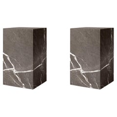 Pair of Plinth Tall Side Tables, Grey Marble Kendzo by Norm Architects for Audo
