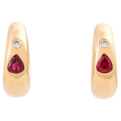 Pair of Plug-In Hoop Earrings with 2 Diamonds
