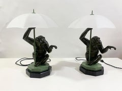 Paire de Lampes de Table/Sculptures "Pluie" de Max Le Verrier Signé "Le Verrier"