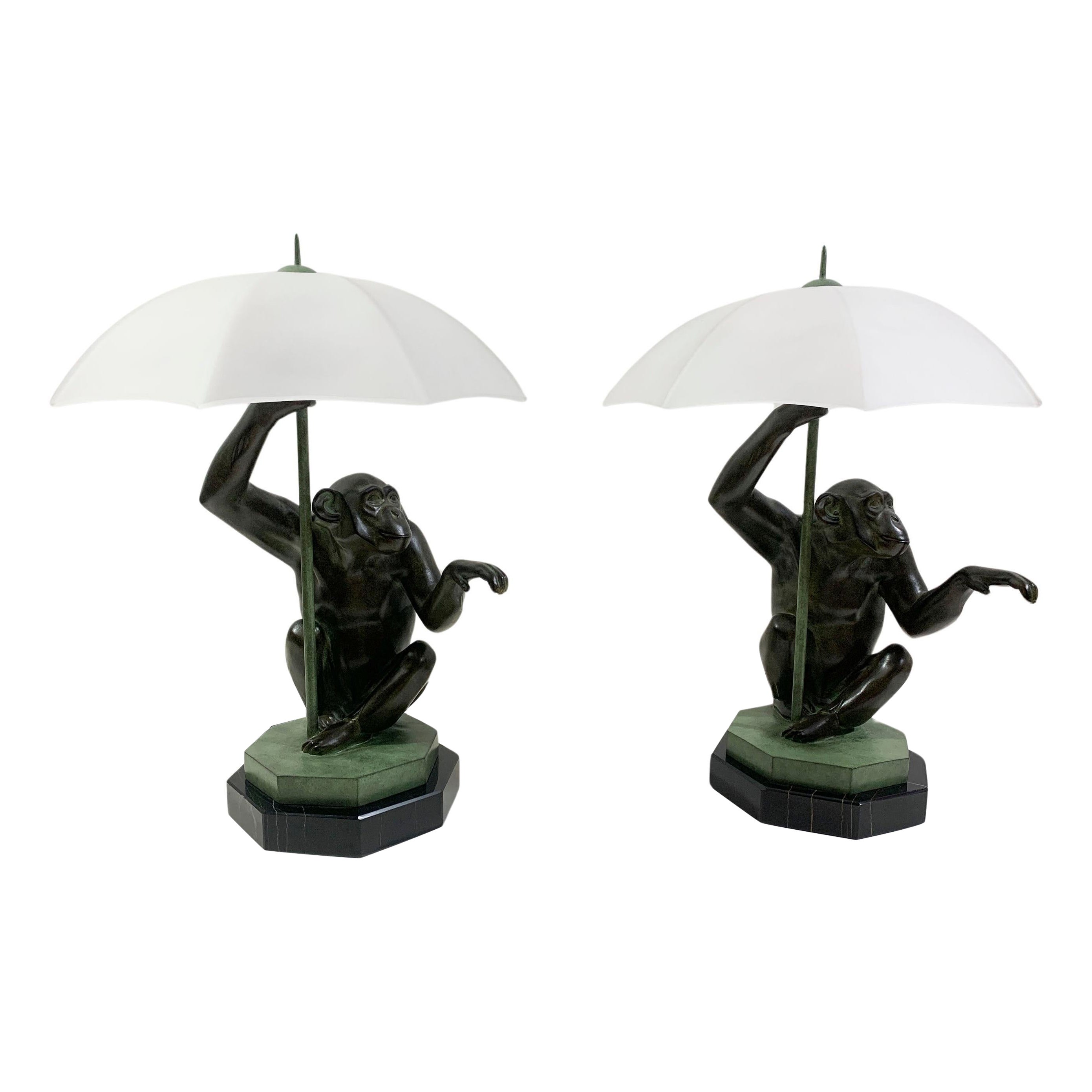 Pair of "Pluie" Table Lamps/Sculptures by Max Le Verrier Signed "Le Verrier"