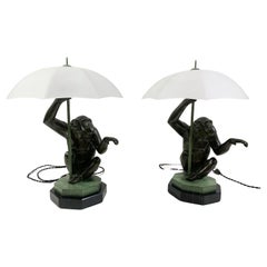 Paar „Pluie“-Tischlampen/Skulpturen von Max Le Verrier, signiert „Le Verrier“