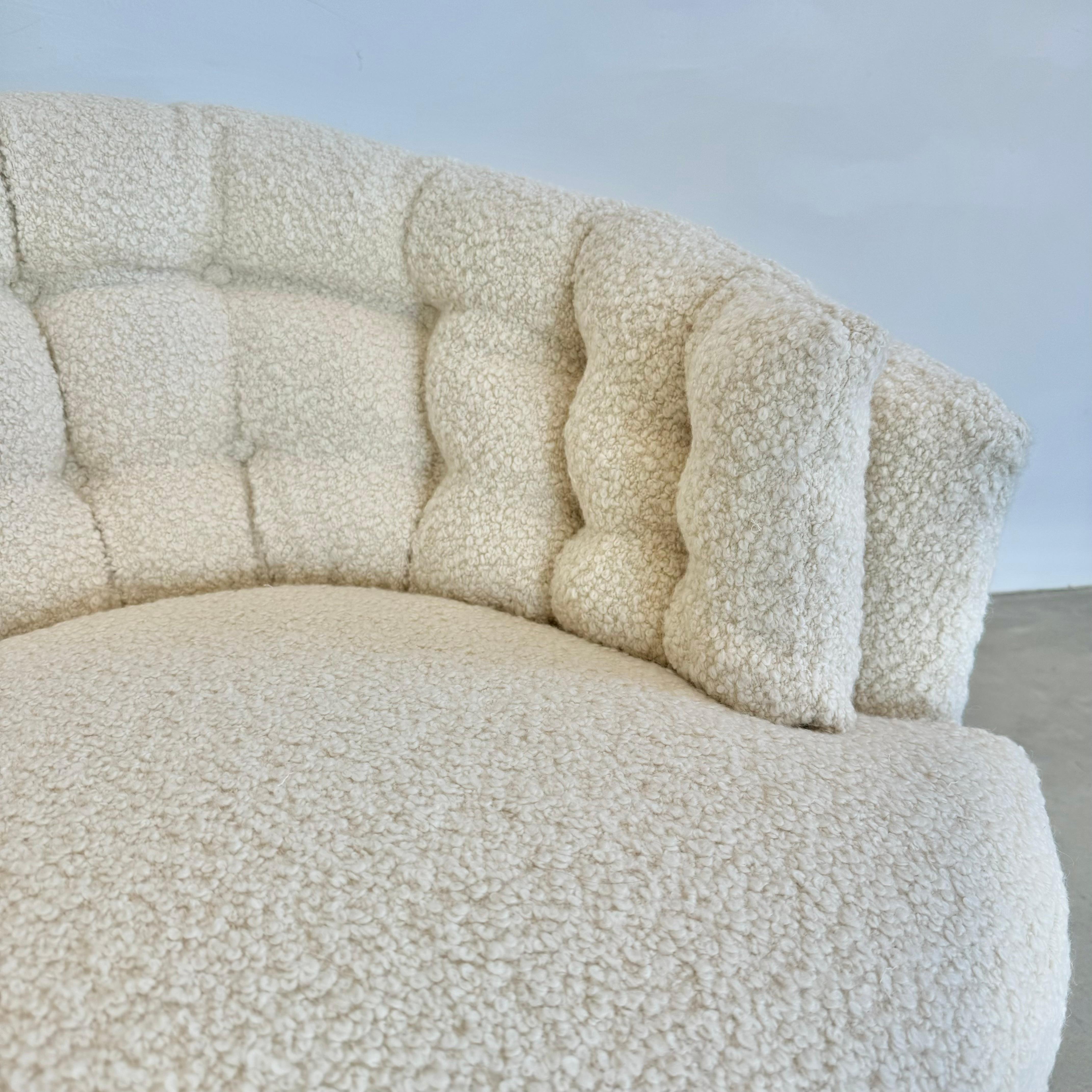 Pair of Plush Boucle Swivel Club Chairs, 1970s USA 8