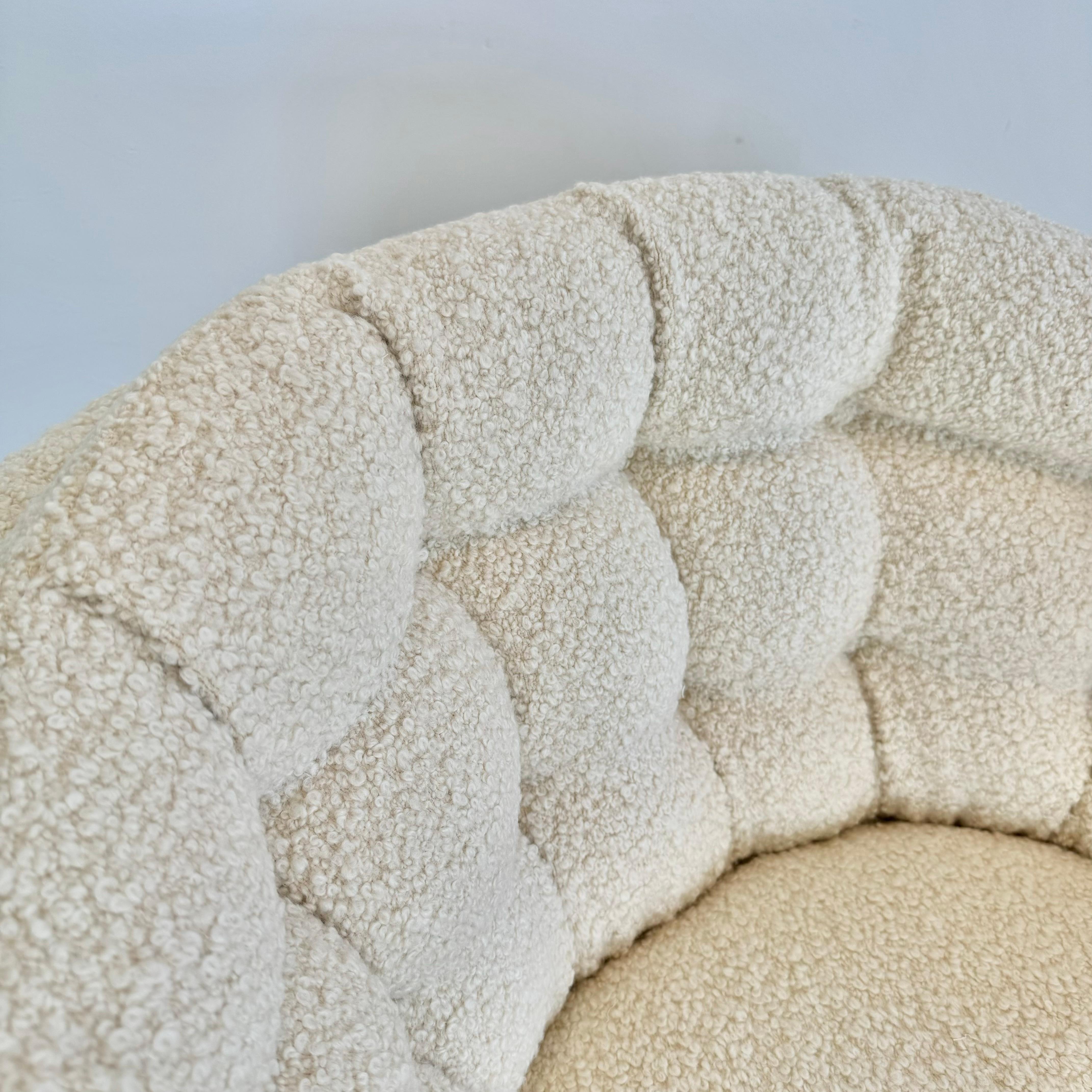 Pair of Plush Boucle Swivel Club Chairs, 1970s USA 10