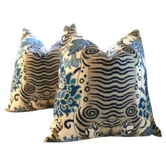 Pair of Plush Down-Filled Tibet Tiger Pillows