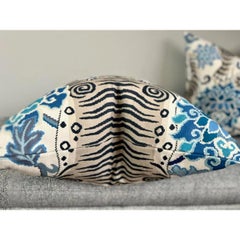 Pair of Plush Down Filled Tibet Tiger Pillows in Blue