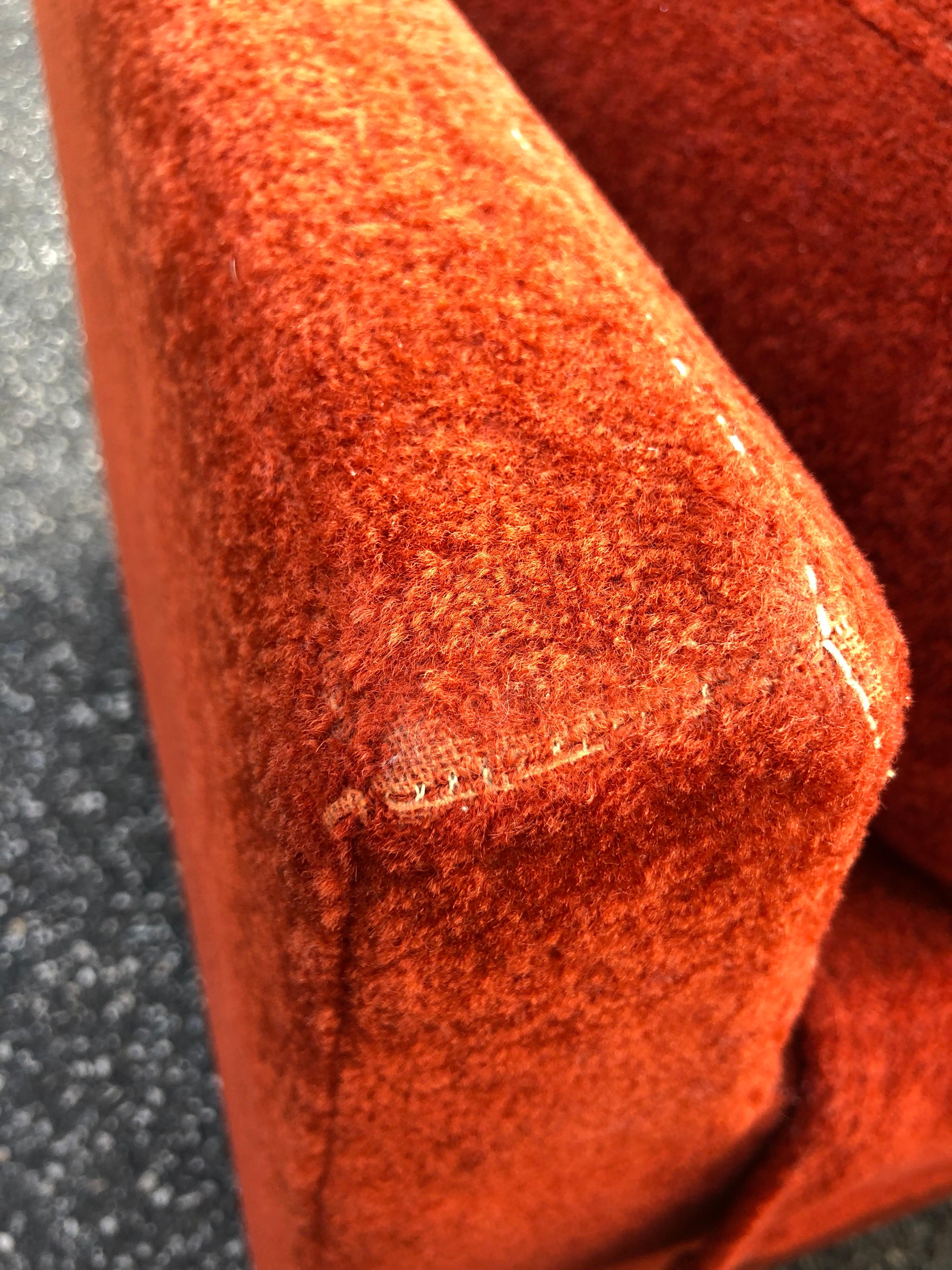 Pair of Plush Edward Wormley for Dunbar Lounge Chairs in Orange Rust 2
