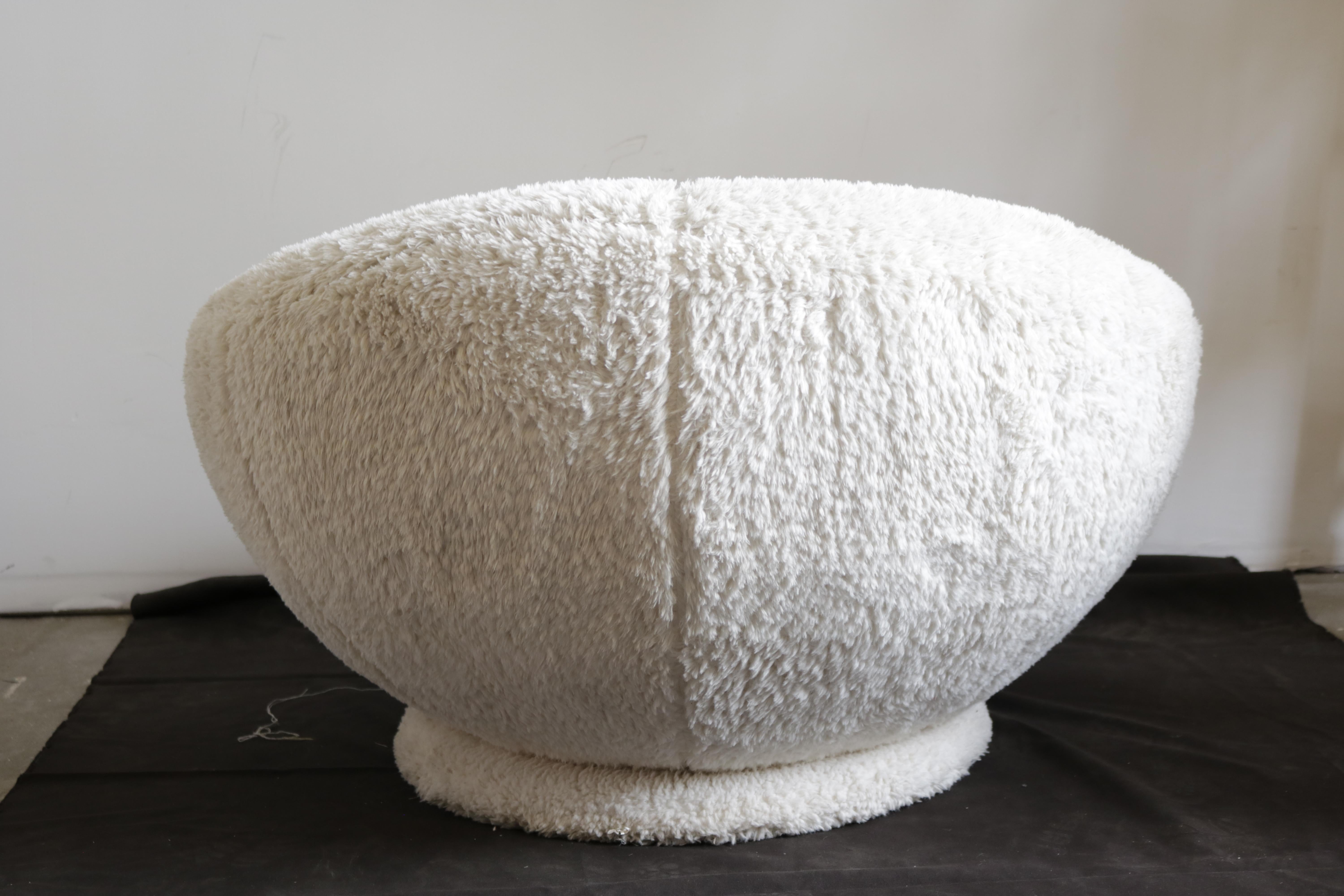 Pair of Plush Fabric Mushroom Chairs In Good Condition In Pasadena, CA