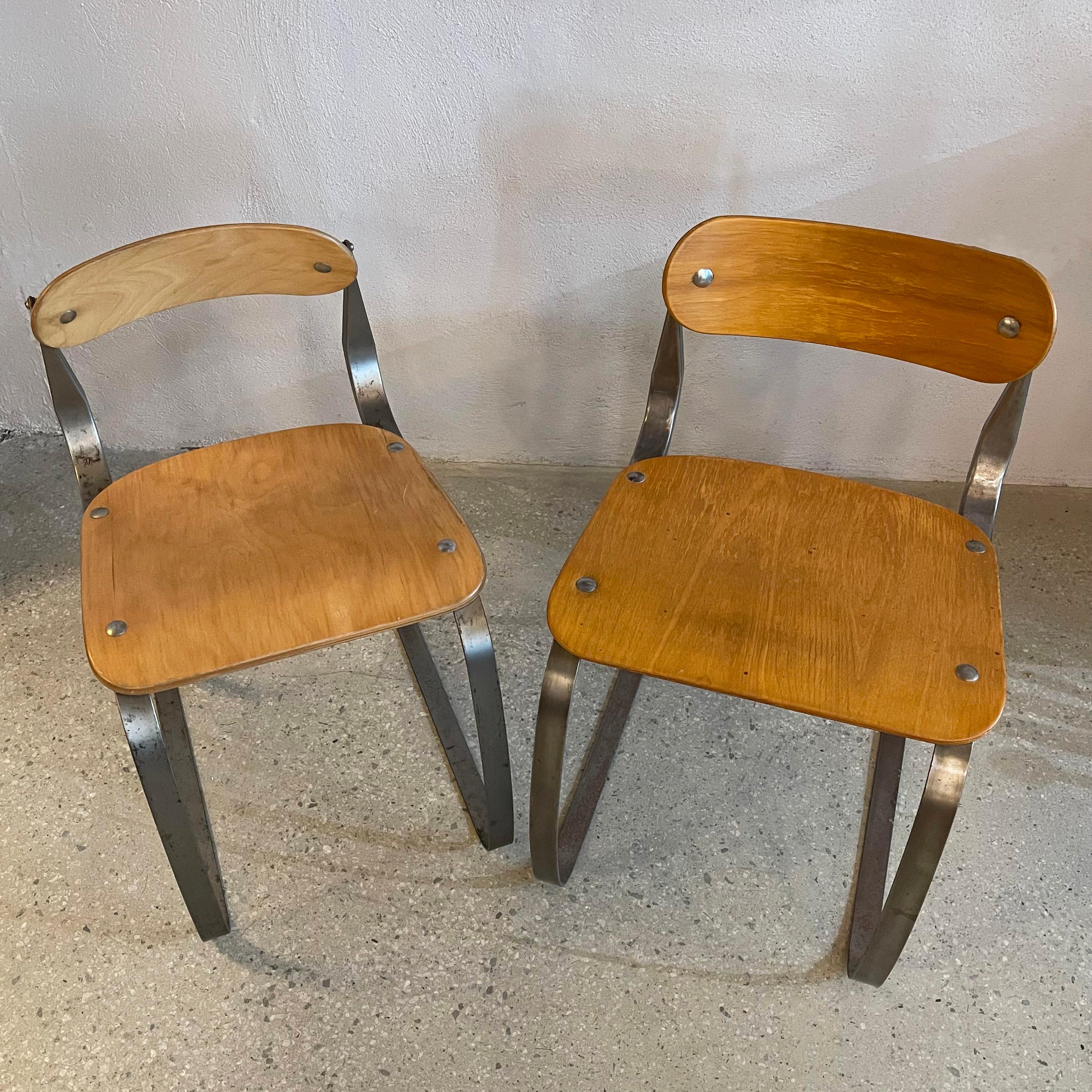 Pair Of Ply And Steel Health Chairs By Herman Sperlich For Ironite For Sale 3