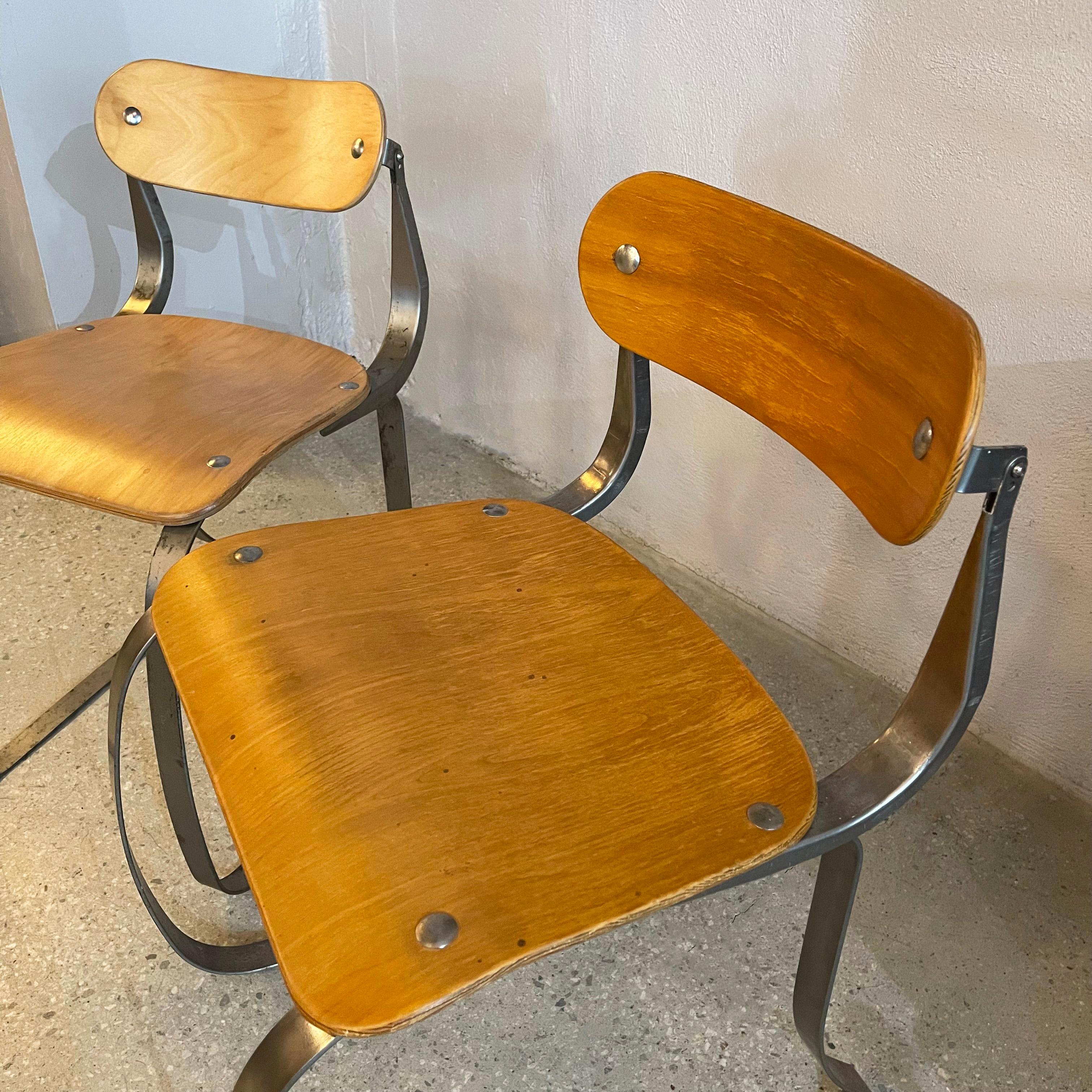 Pair Of Ply And Steel Health Chairs By Herman Sperlich For Ironite For Sale 4