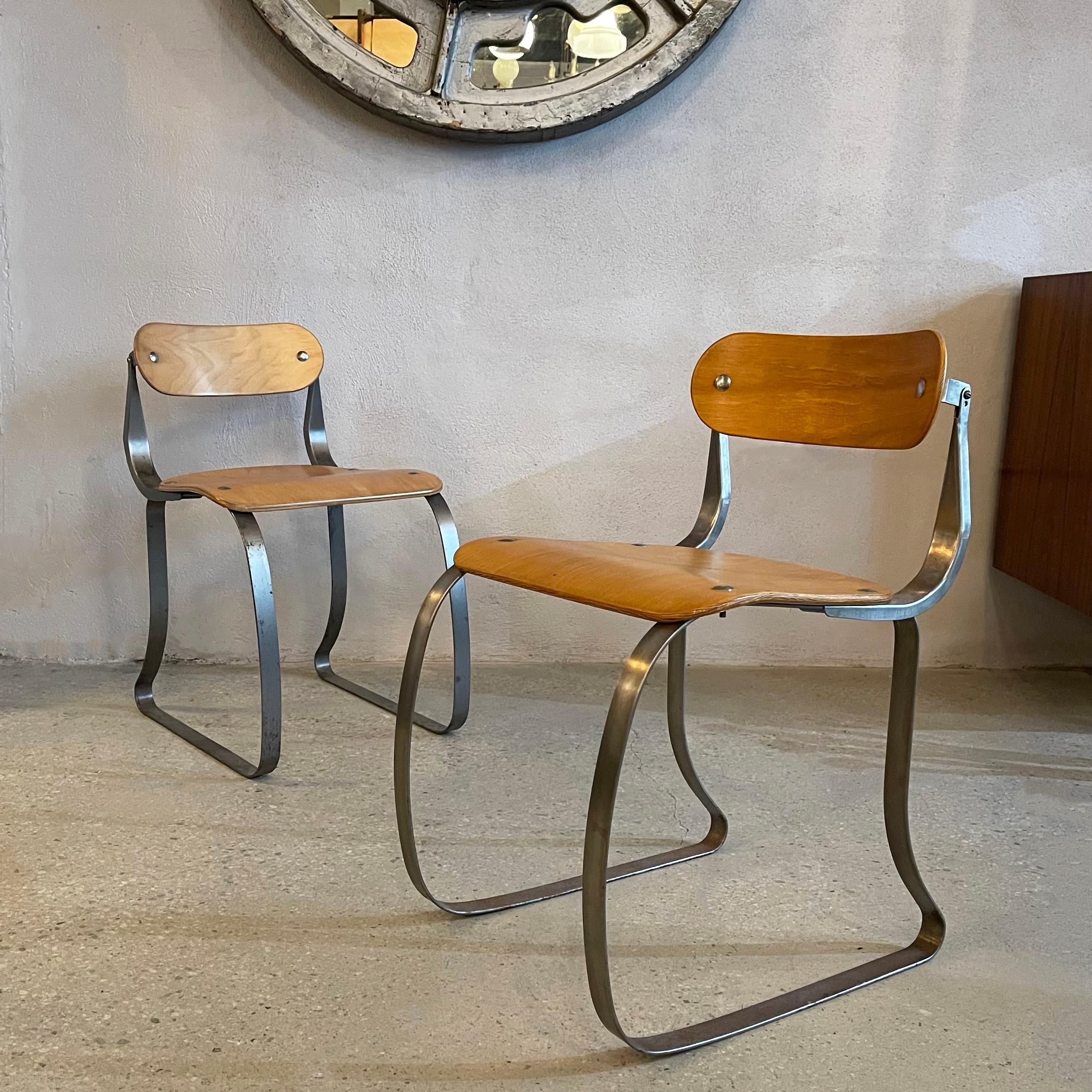 Art Deco Pair Of Ply And Steel Health Chairs By Herman Sperlich For Ironite