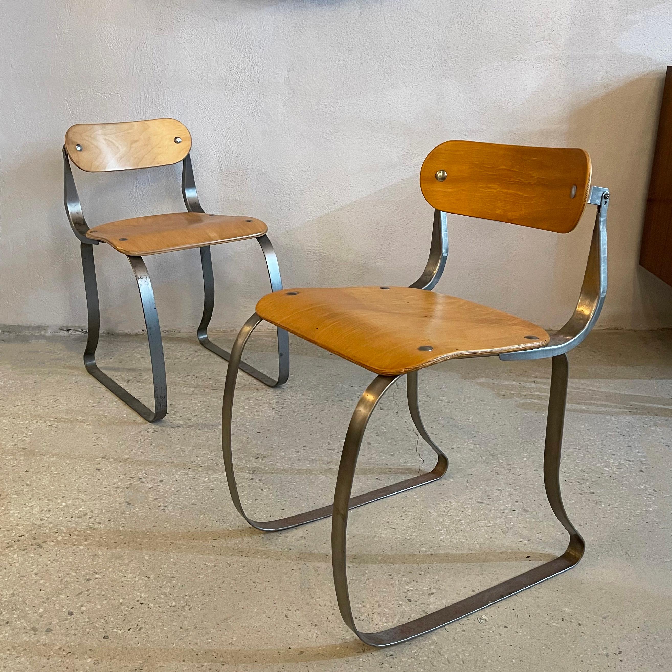 Pair Of Ply And Steel Health Chairs By Herman Sperlich For Ironite In Good Condition For Sale In Brooklyn, NY