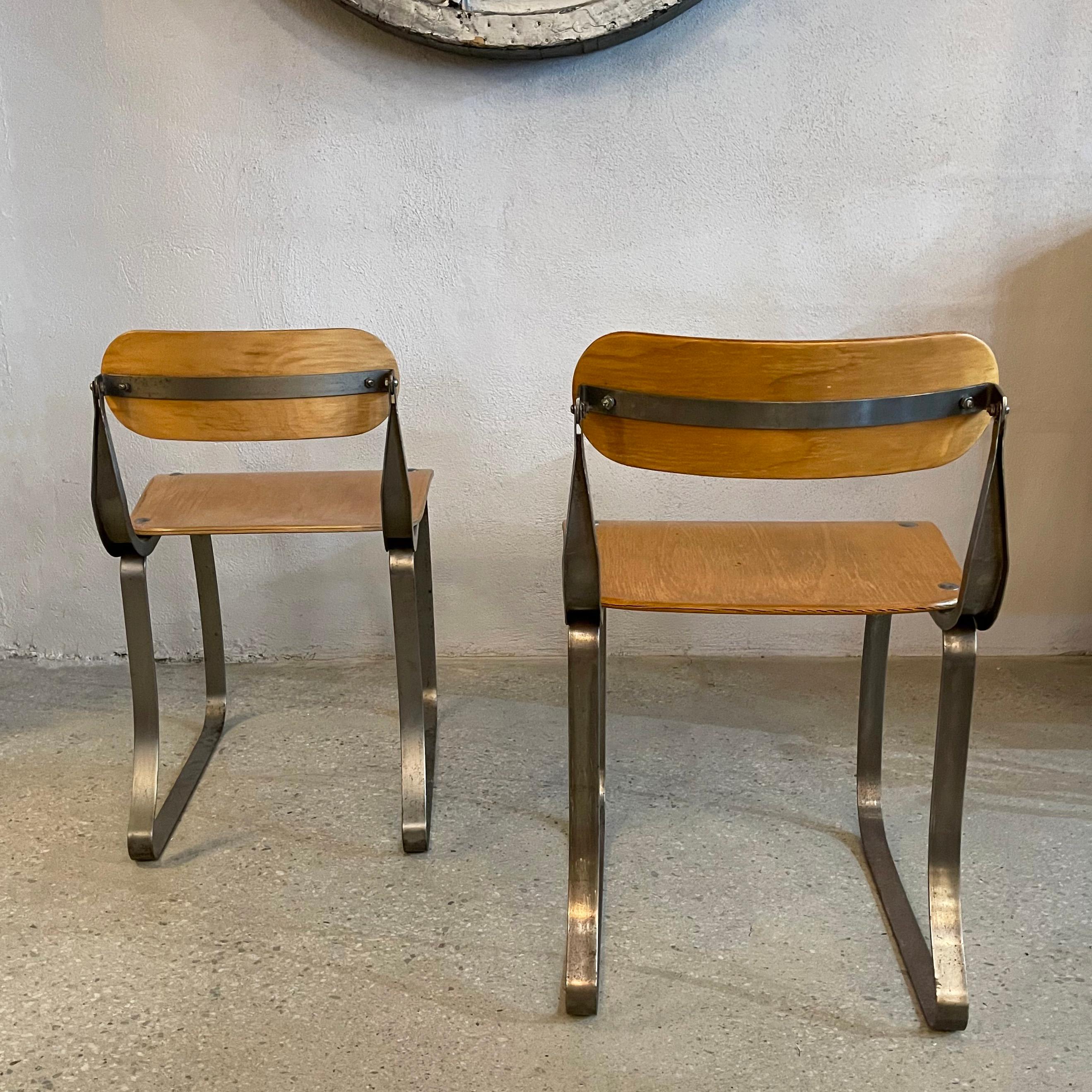 Pair Of Ply And Steel Health Chairs By Herman Sperlich For Ironite For Sale 1